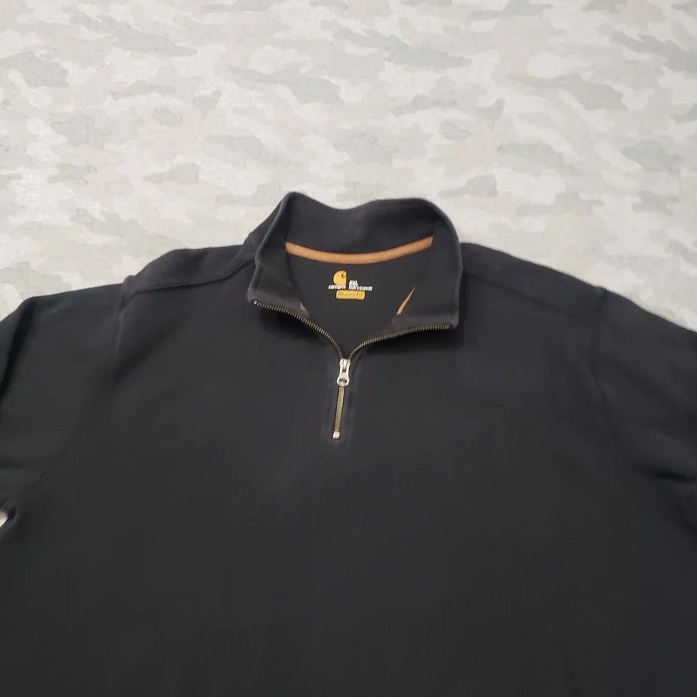 Carhartt Sweater Mens 2XL Black Relaxed Fit Quarter Zip Pullover